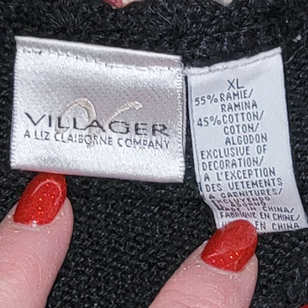 #268 Festive Black Cardigan with Holiday Embroidery,sze. XL - Picture 14 of 16